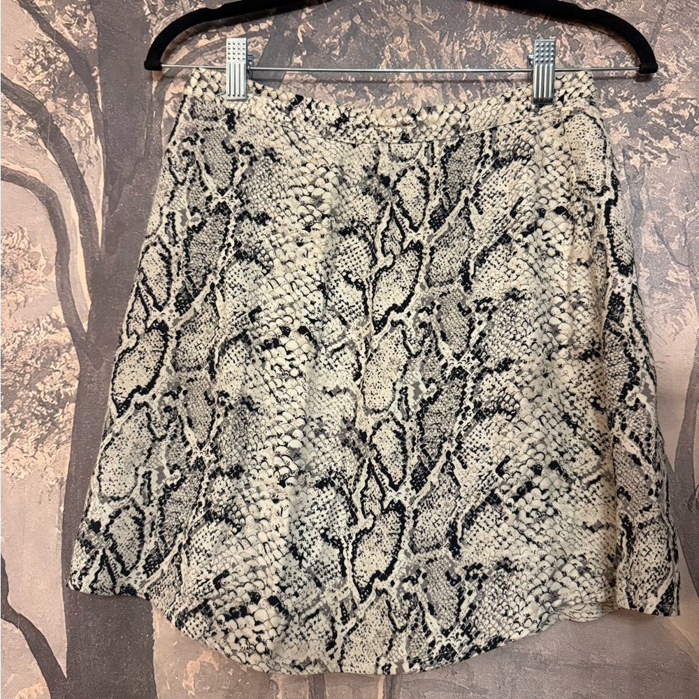 Snake Print A-Line Skirt - Cream & Black